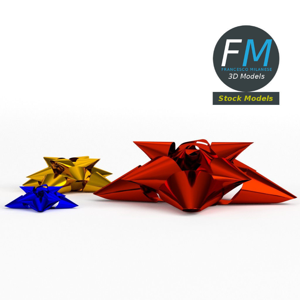 Star ribbons bows 3D model_3