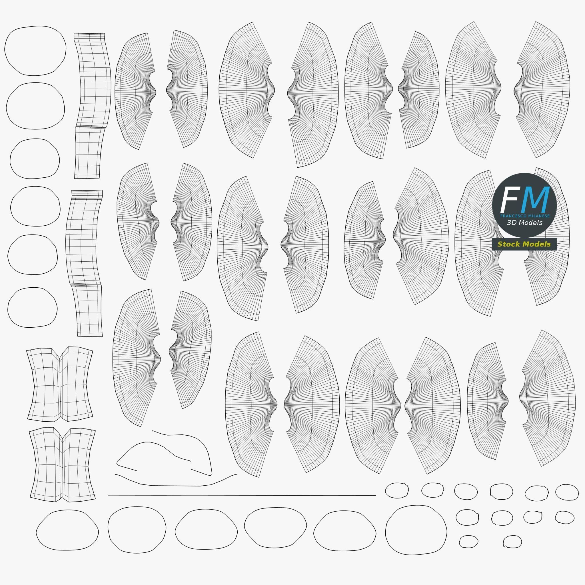 Star ribbons bows 3D model_11