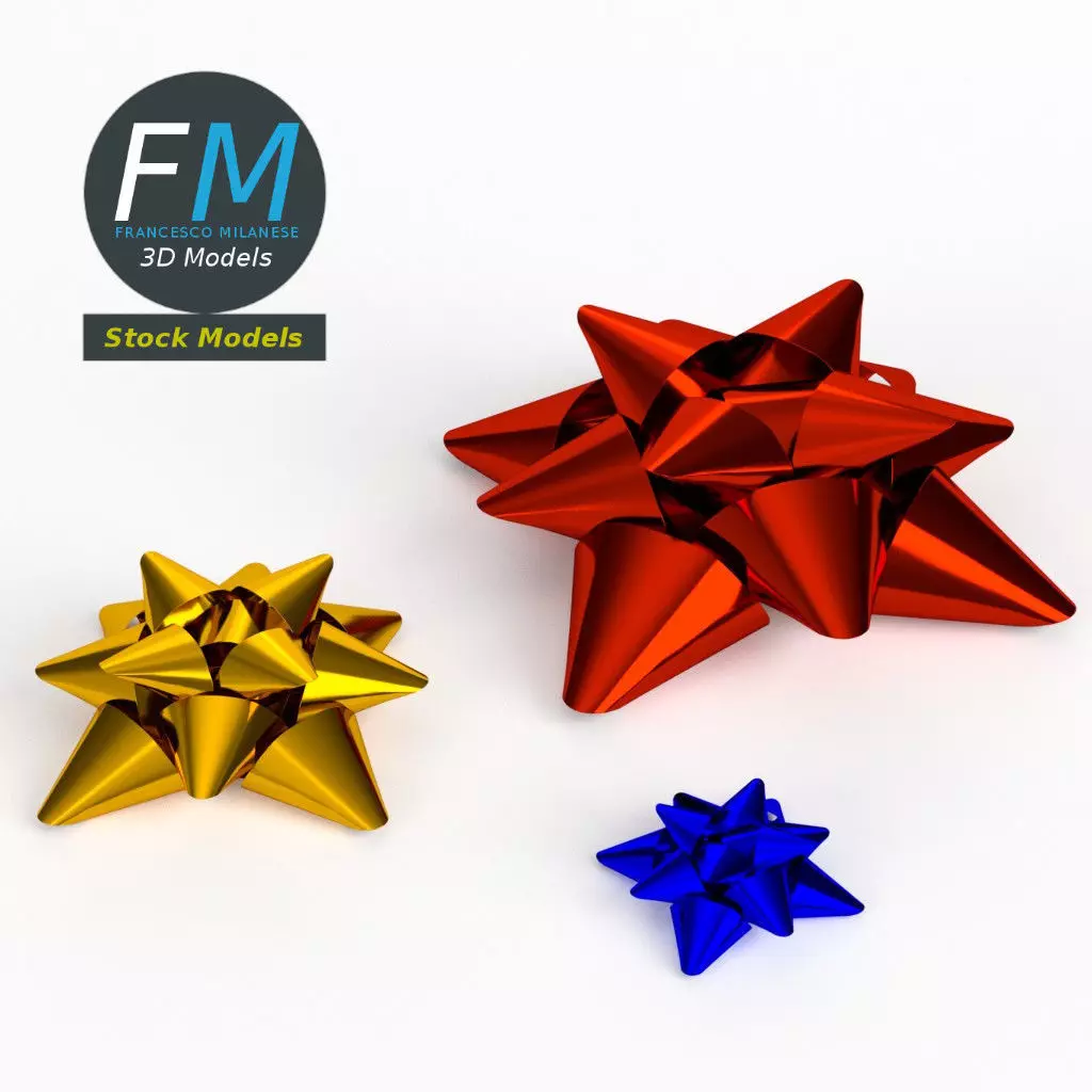 Star ribbons bows 3D model_0