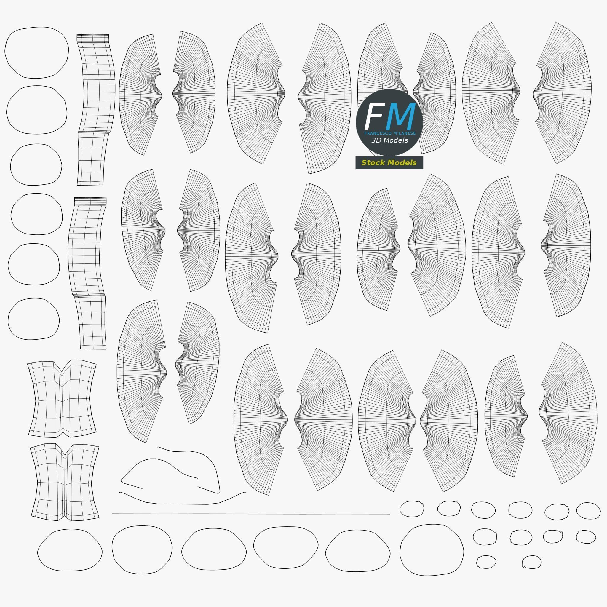 Star ribbons bows 3D model_12