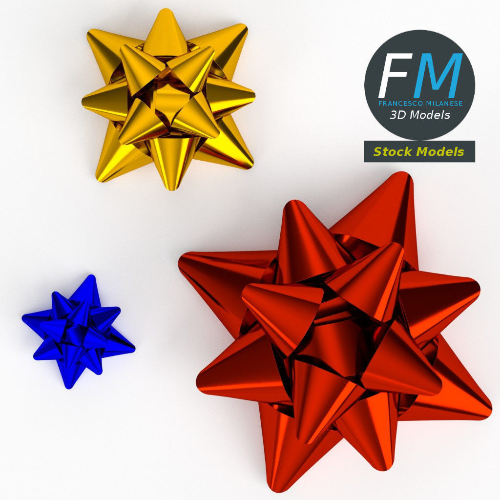 Star ribbons bows 3D model_6