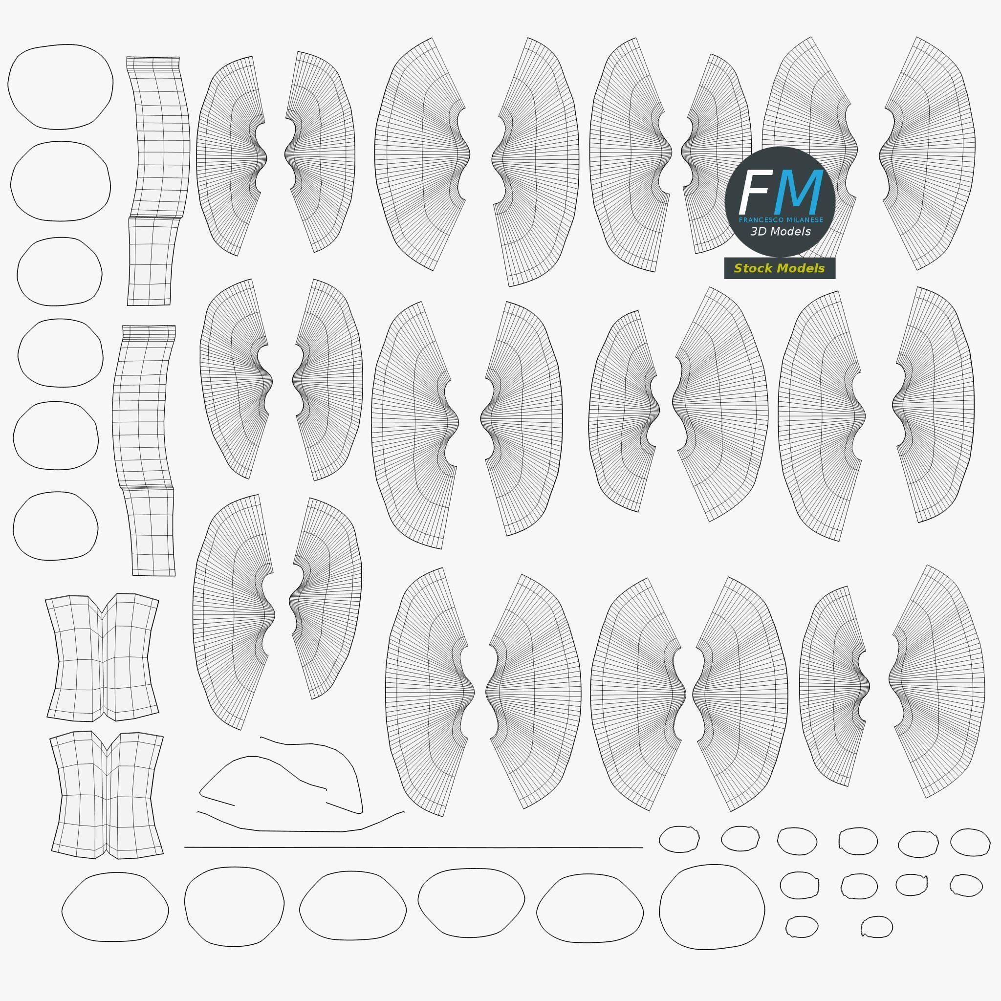 Star ribbons bows 3D model_13