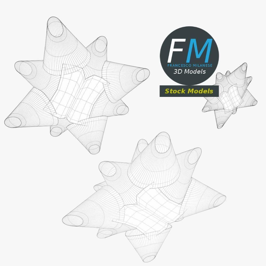 Star ribbons bows 3D model_8