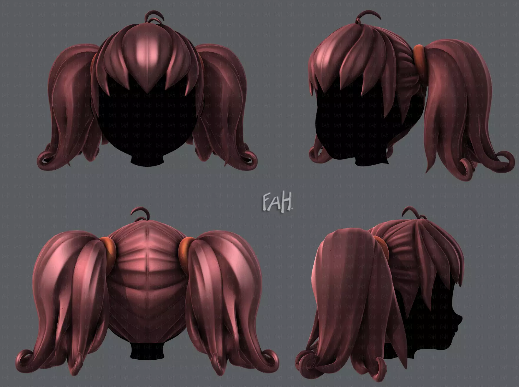 3D Hair style for girl V03 3D model_0
