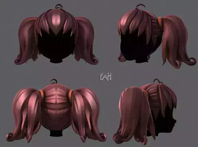 3D Hair style for girl V03 3D model