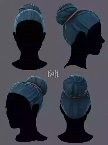 3D Hair style for woman V01 Low-poly 3D model
