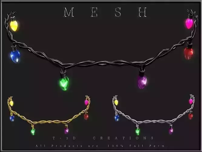 Christmas Lights -  Curved Low-poly 3D model