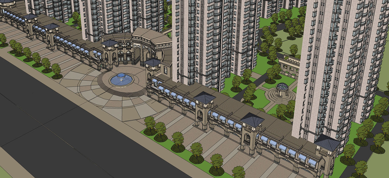 classical residential tower  3D model_2