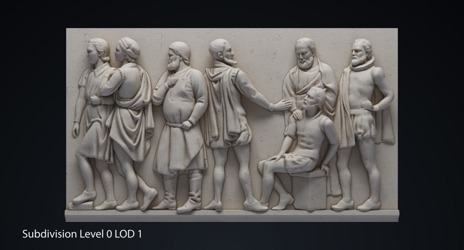 Bas Relief df1 Low-poly 3D model_1