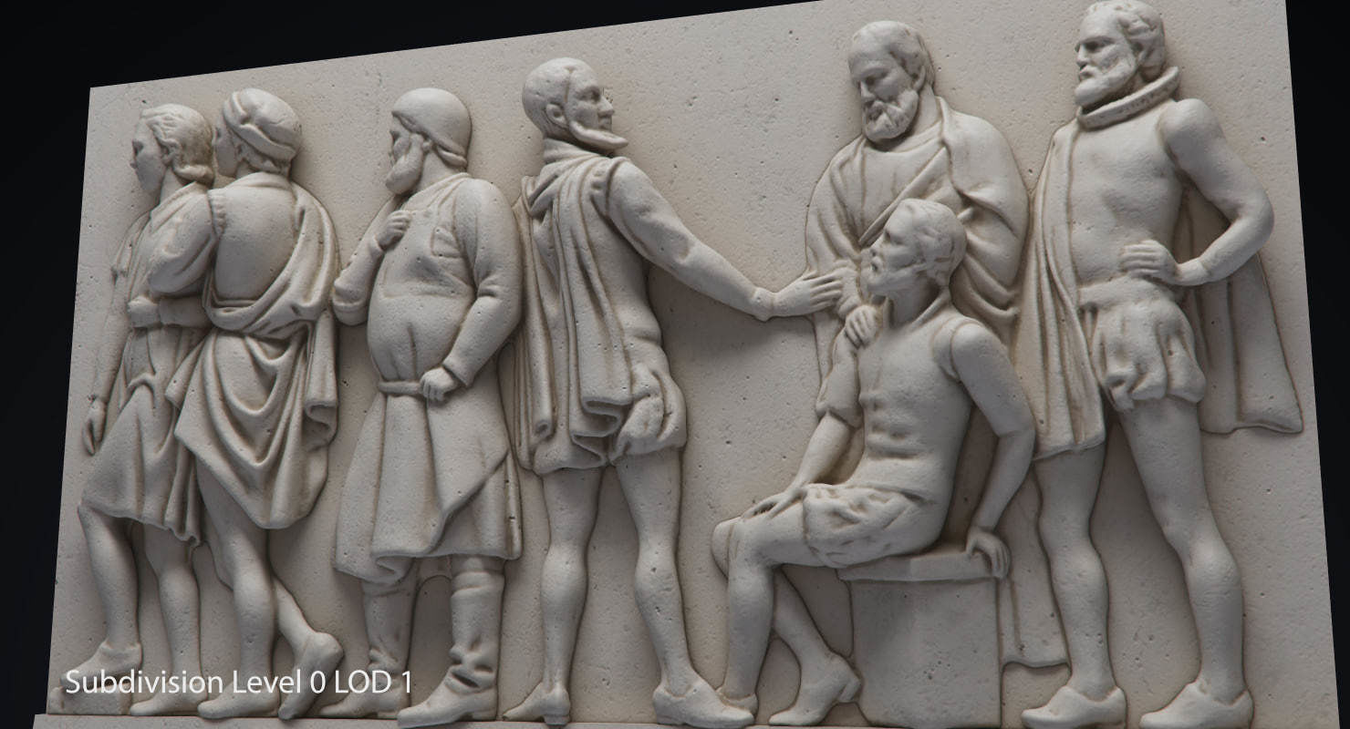 Bas Relief df1 Low-poly 3D model_4