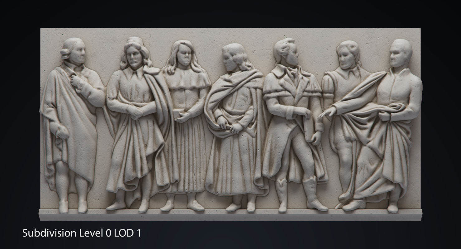 Bas Relief Male Figures Low-poly 3D model_7