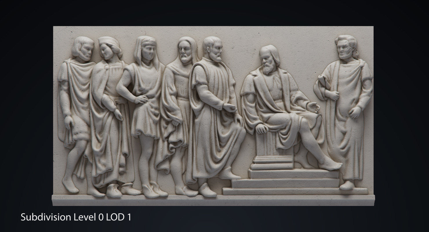 Bas Relief Male Figures Low-poly 3D model_3