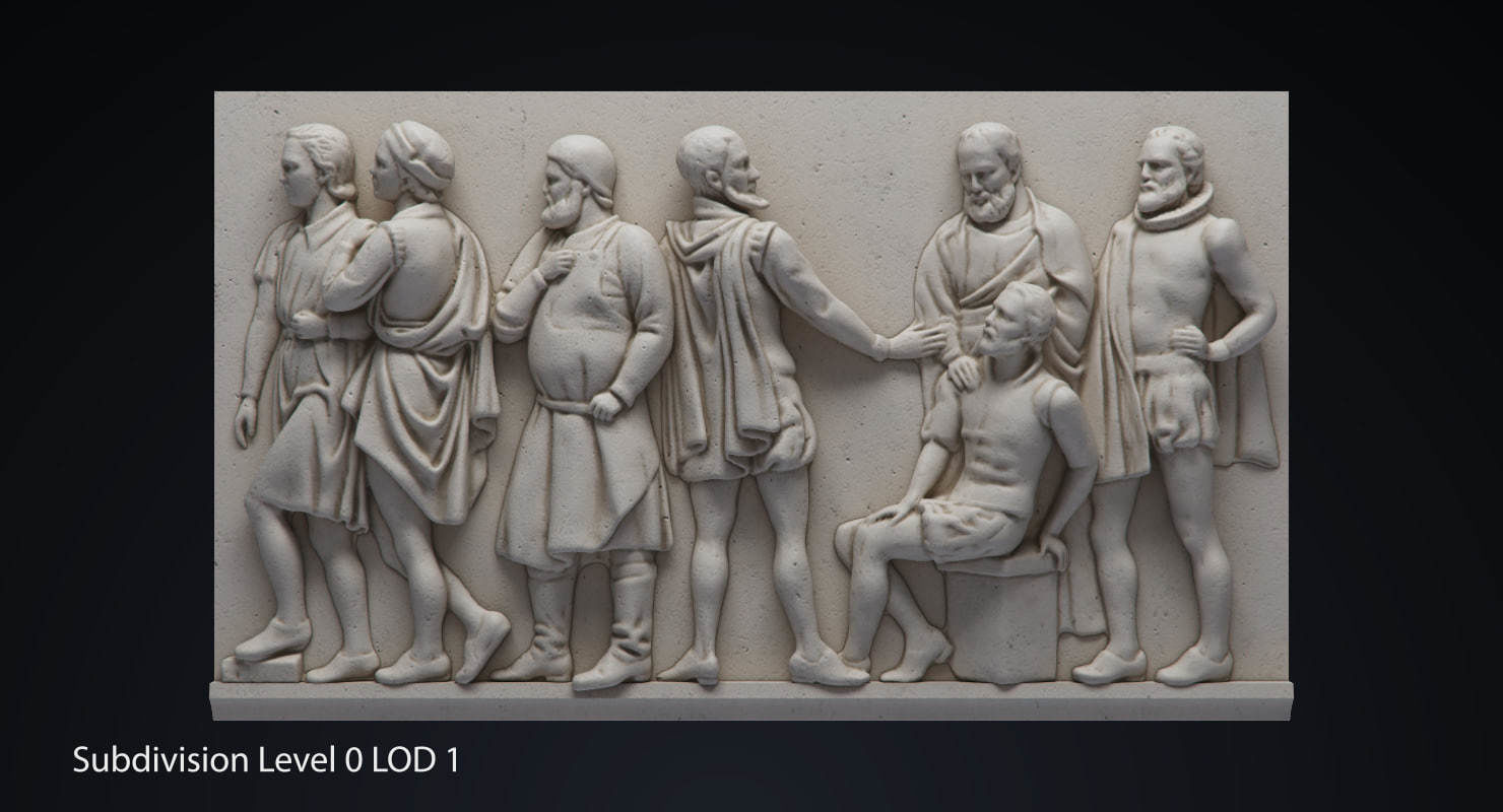 Bas Relief Male Figures Low-poly 3D model_2