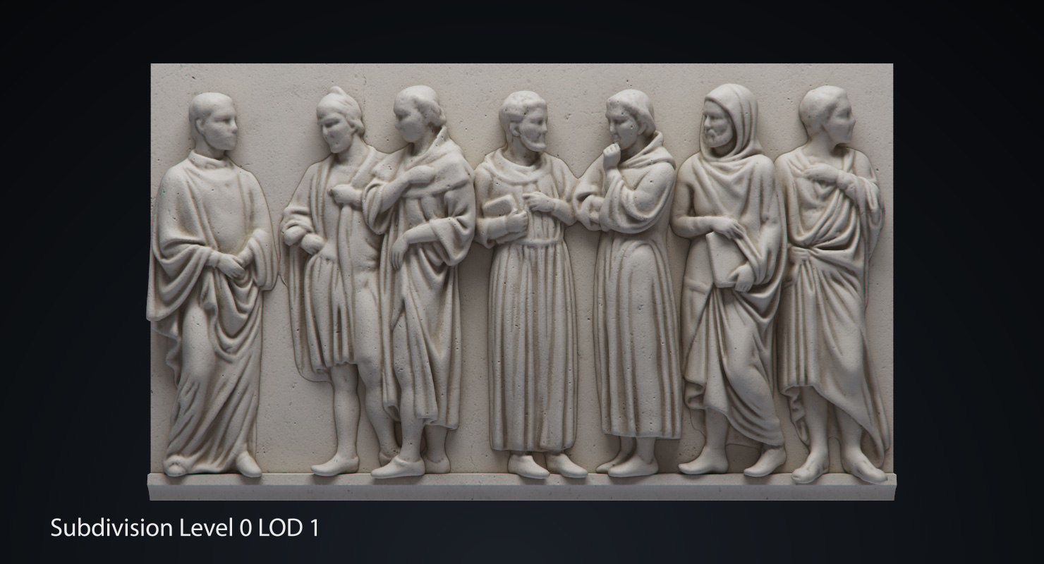 Bas Relief Male Figures Low-poly 3D model_4