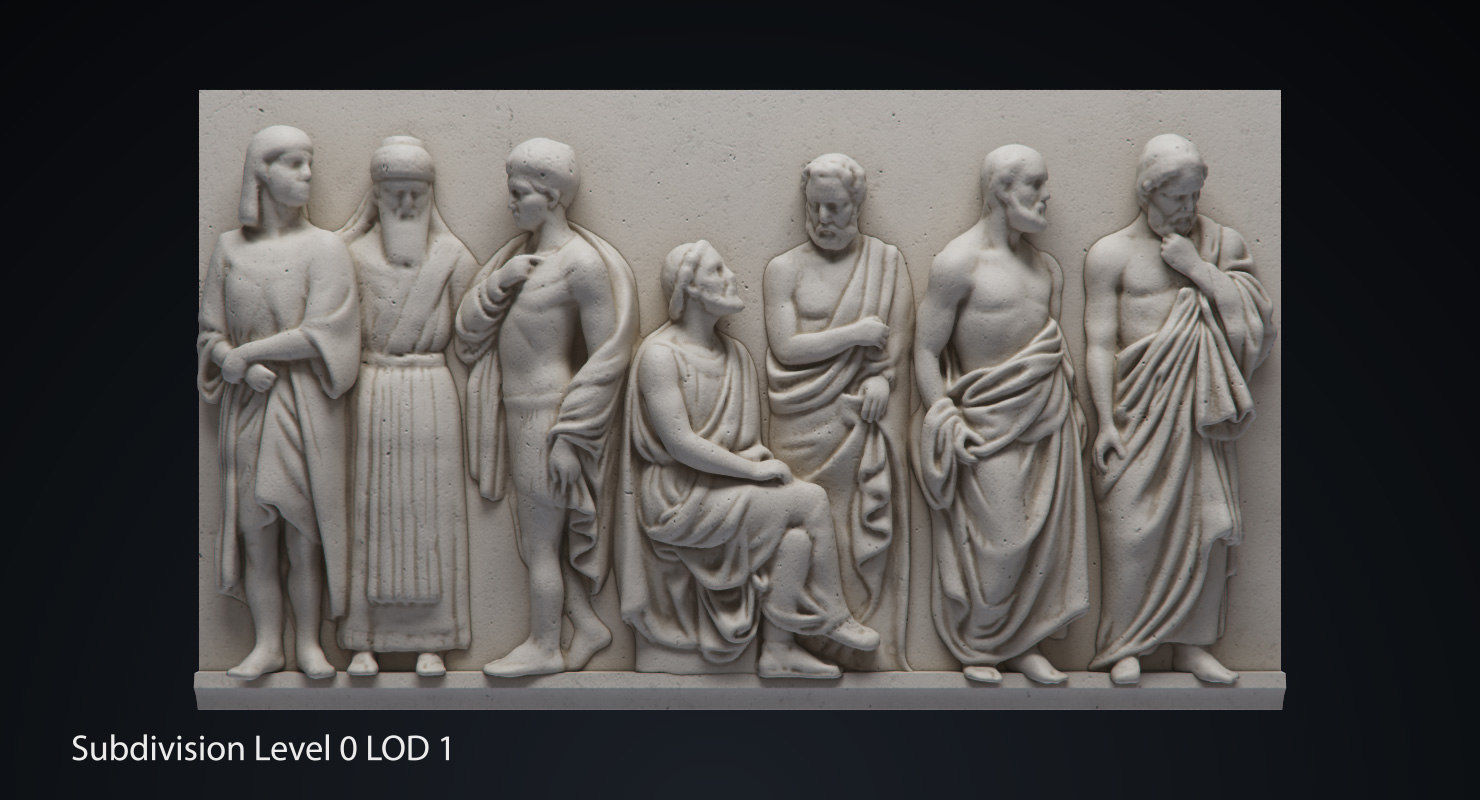 Bas Relief Male Figures Low-poly 3D model_5