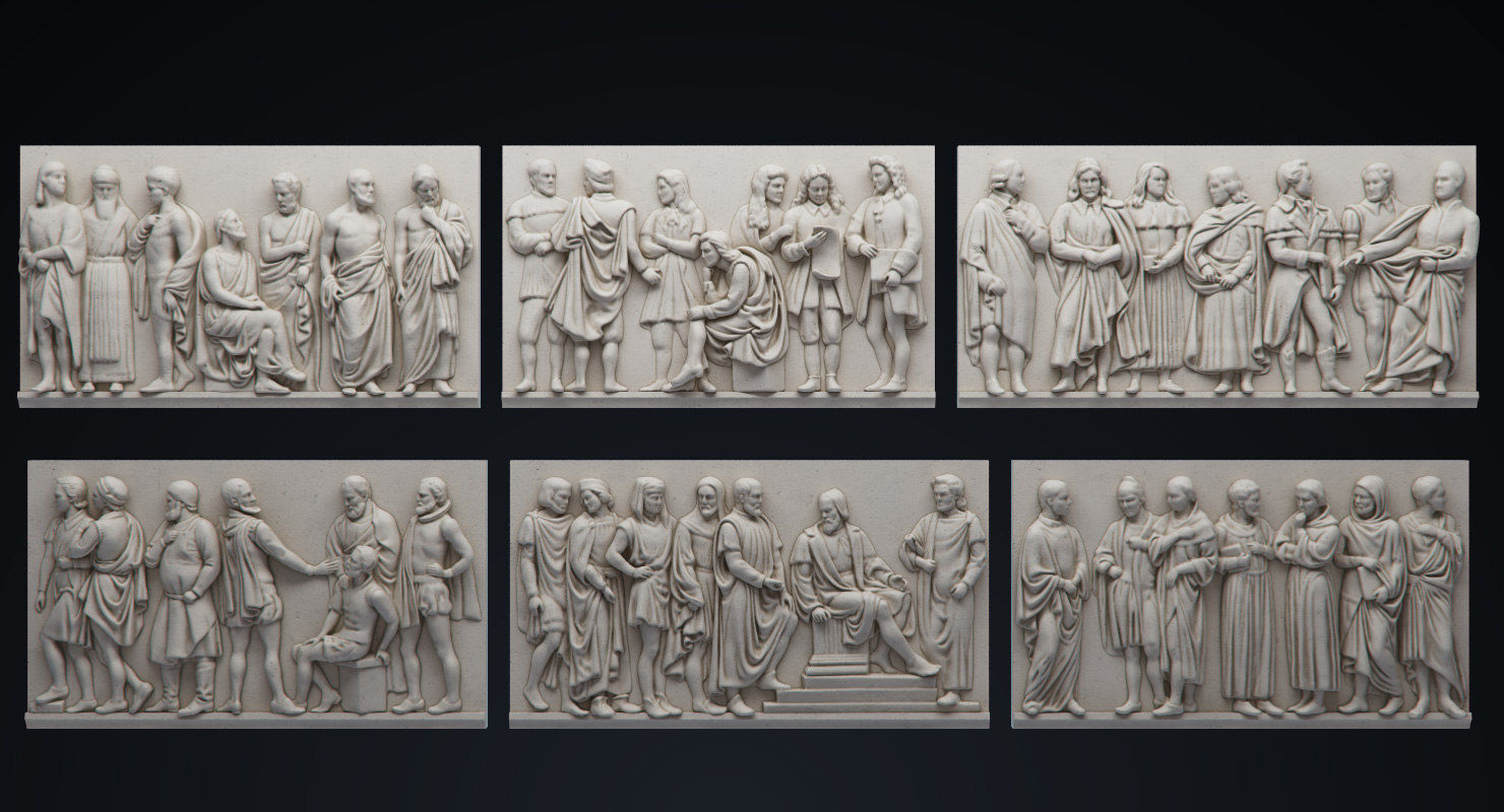 Bas Relief Male Figures Low-poly 3D model_1