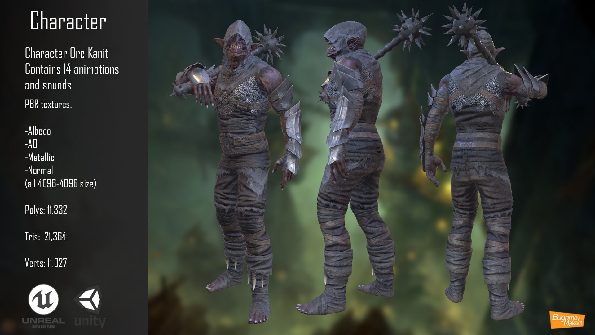 Character Orc Kanit Low-poly 3D model_2