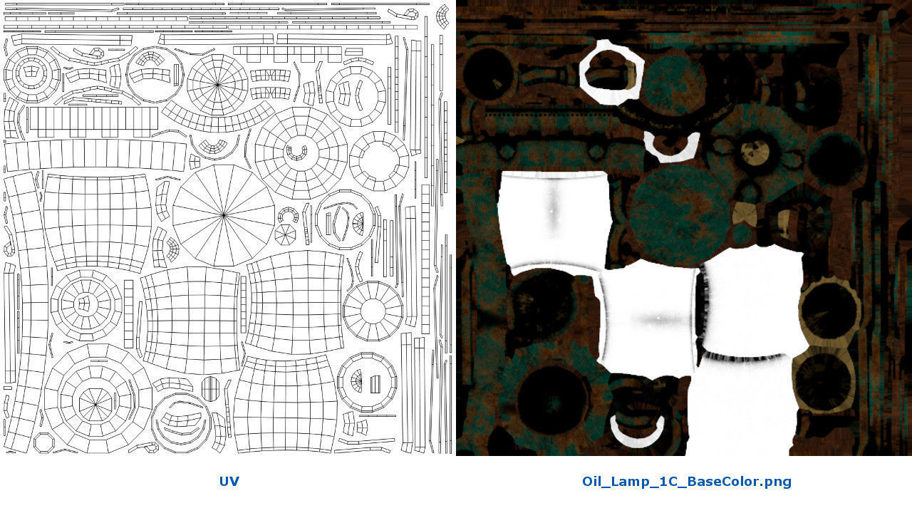 Oil Lamp 1C Low-poly 3D model_6