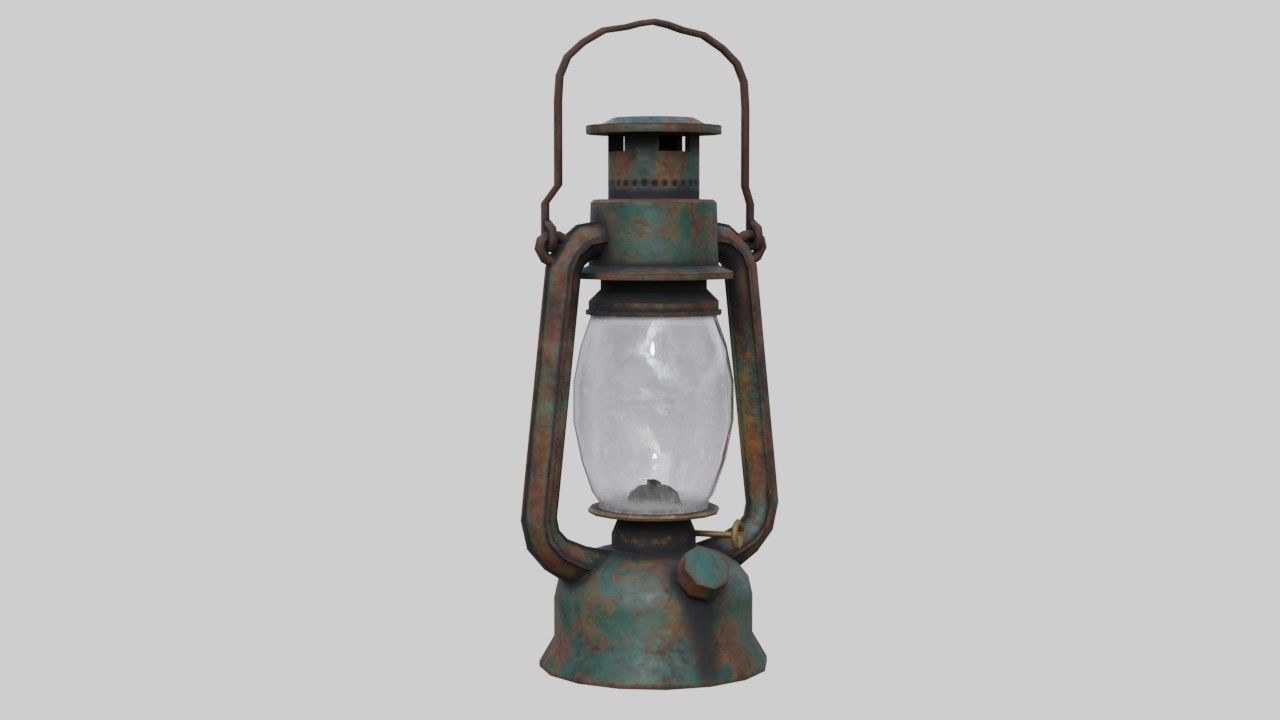 Oil Lamp 1C Low-poly 3D model_1