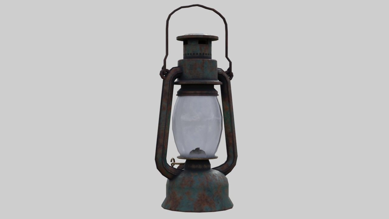 Oil Lamp 1C Low-poly 3D model_3