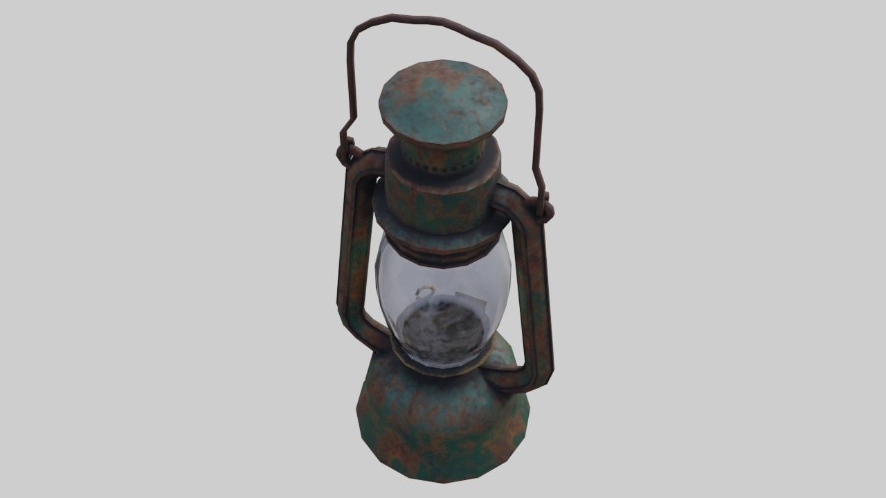 Oil Lamp 1C Low-poly 3D model_2