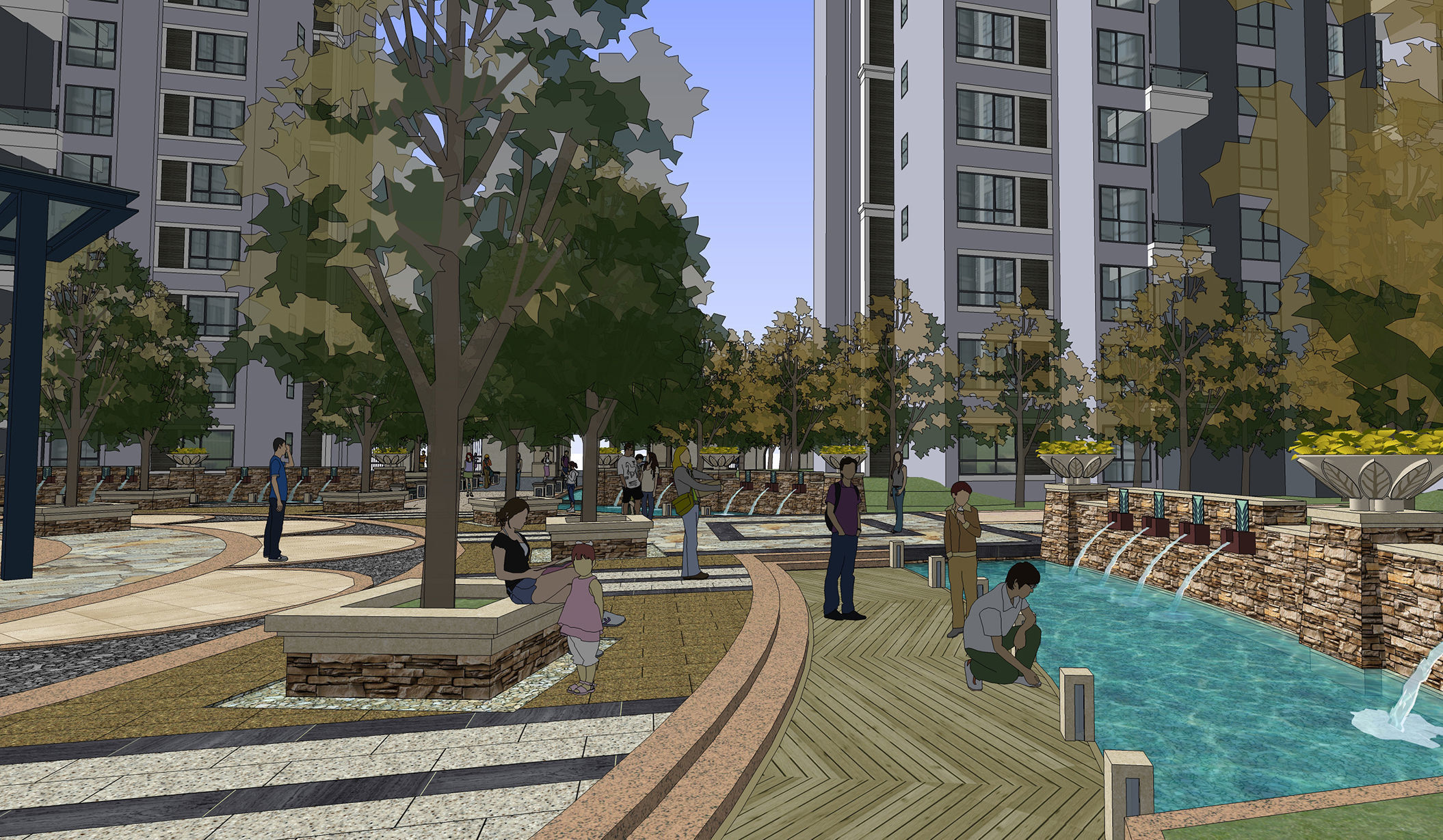 residentail buildings with landscape  3D model_4