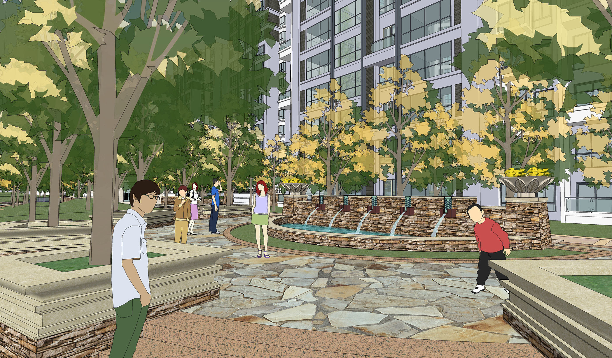 residentail buildings with landscape  3D model_3