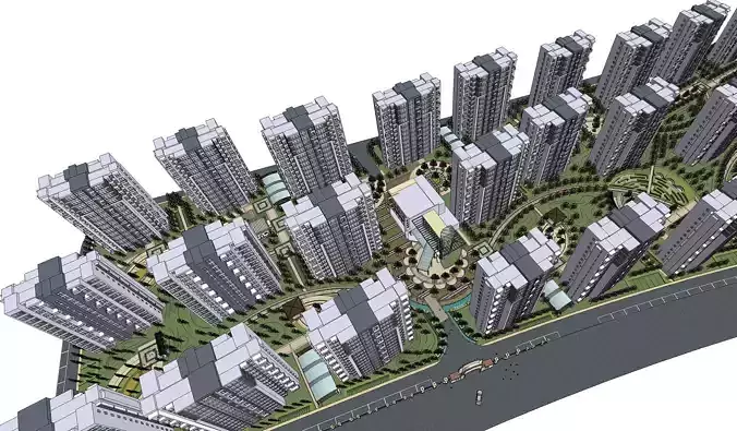 residentail buildings with landscape 