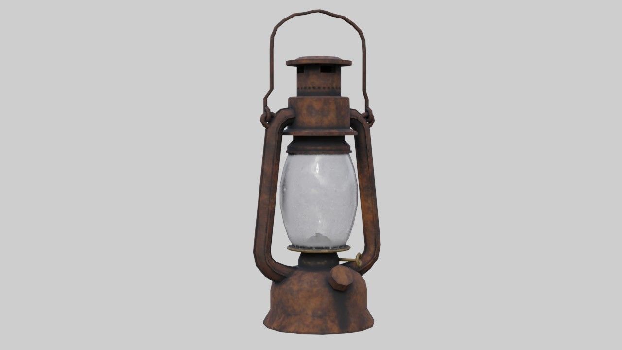 Oil Lamp 1E Low-poly 3D model_1