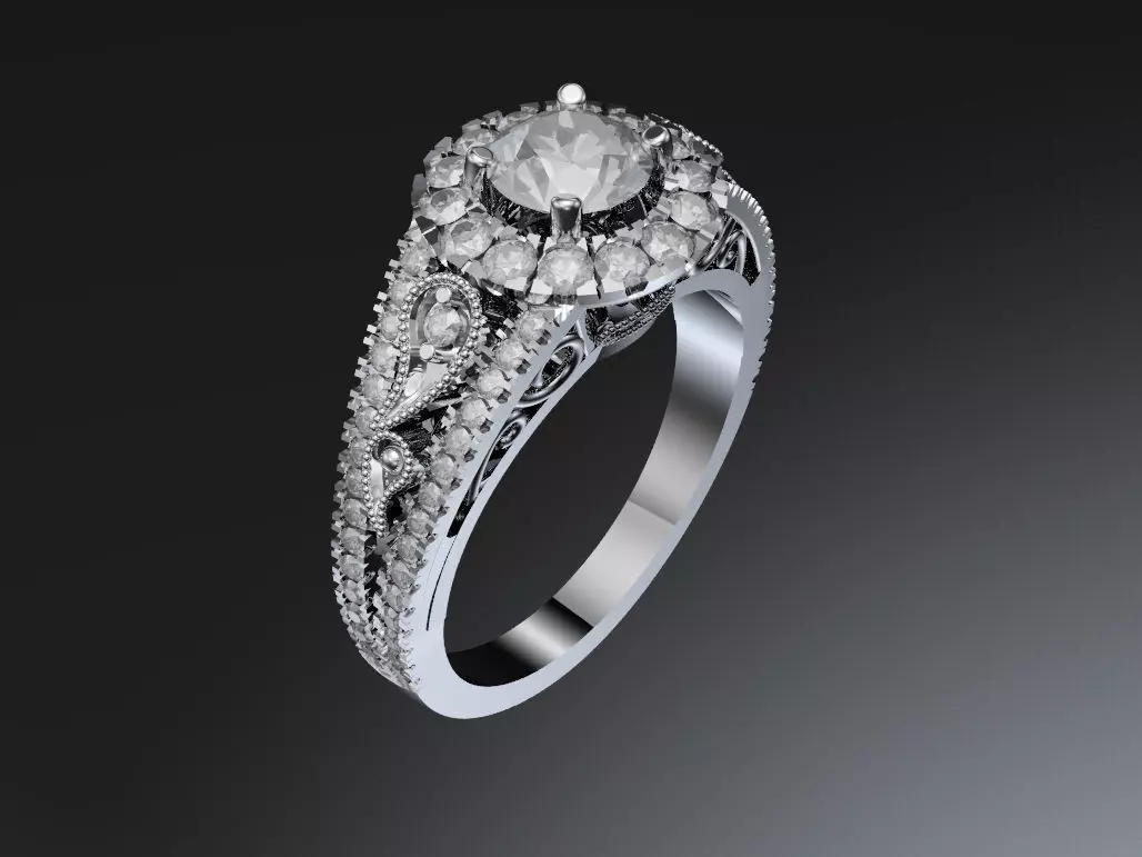 Engagement ring 3D print model_0