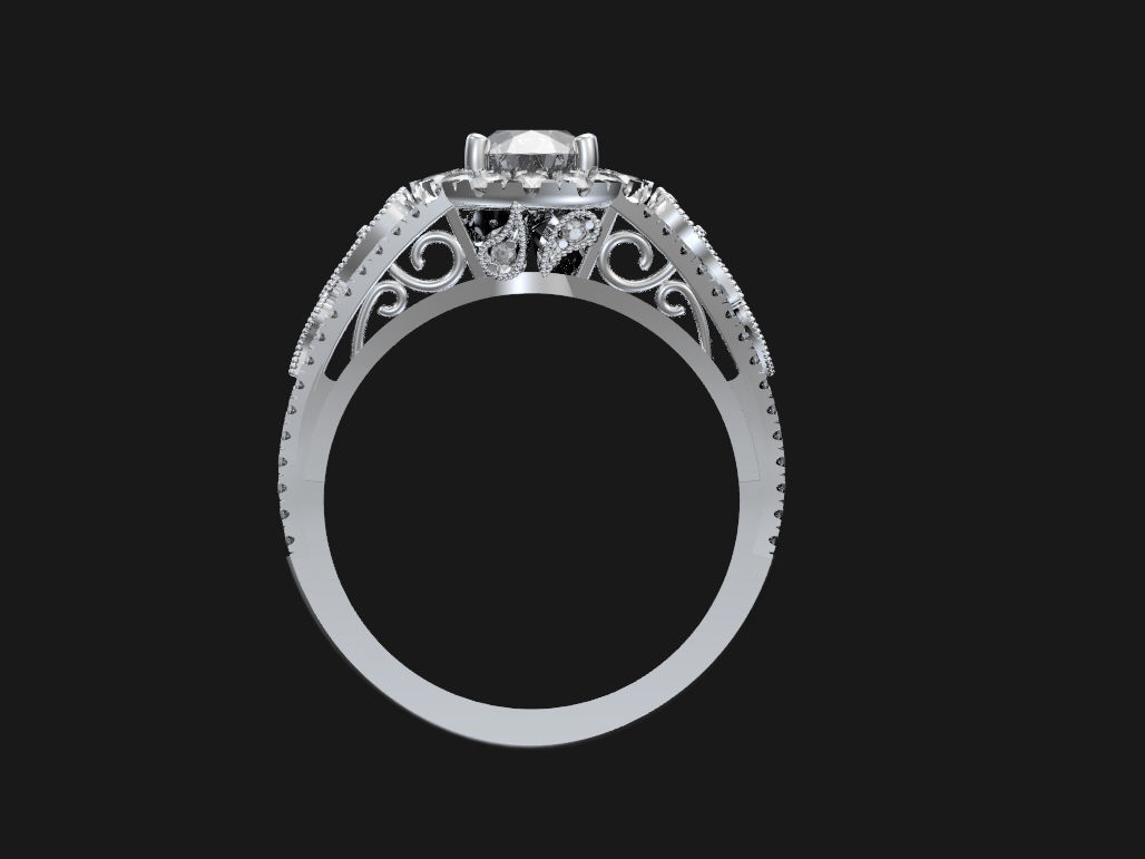 Engagement ring 3D print model_4