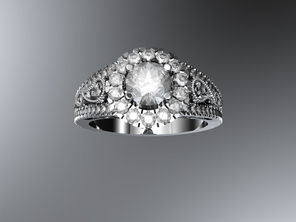 Engagement ring 3D print model_1