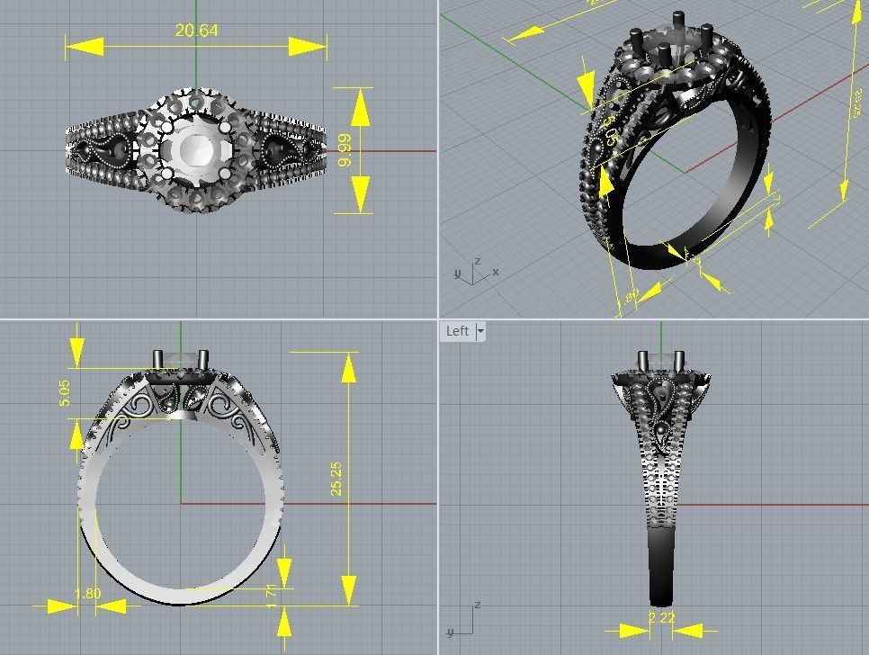 Engagement ring 3D print model_8