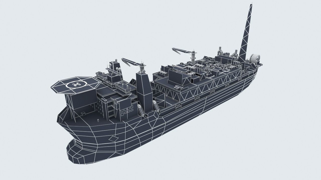 FPSO Alvheim Offshore Oil Rig Low-poly 3D model_6