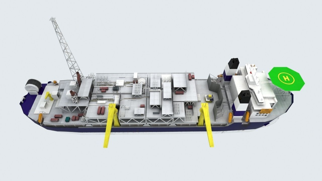 FPSO Alvheim Offshore Oil Rig Low-poly 3D model_7