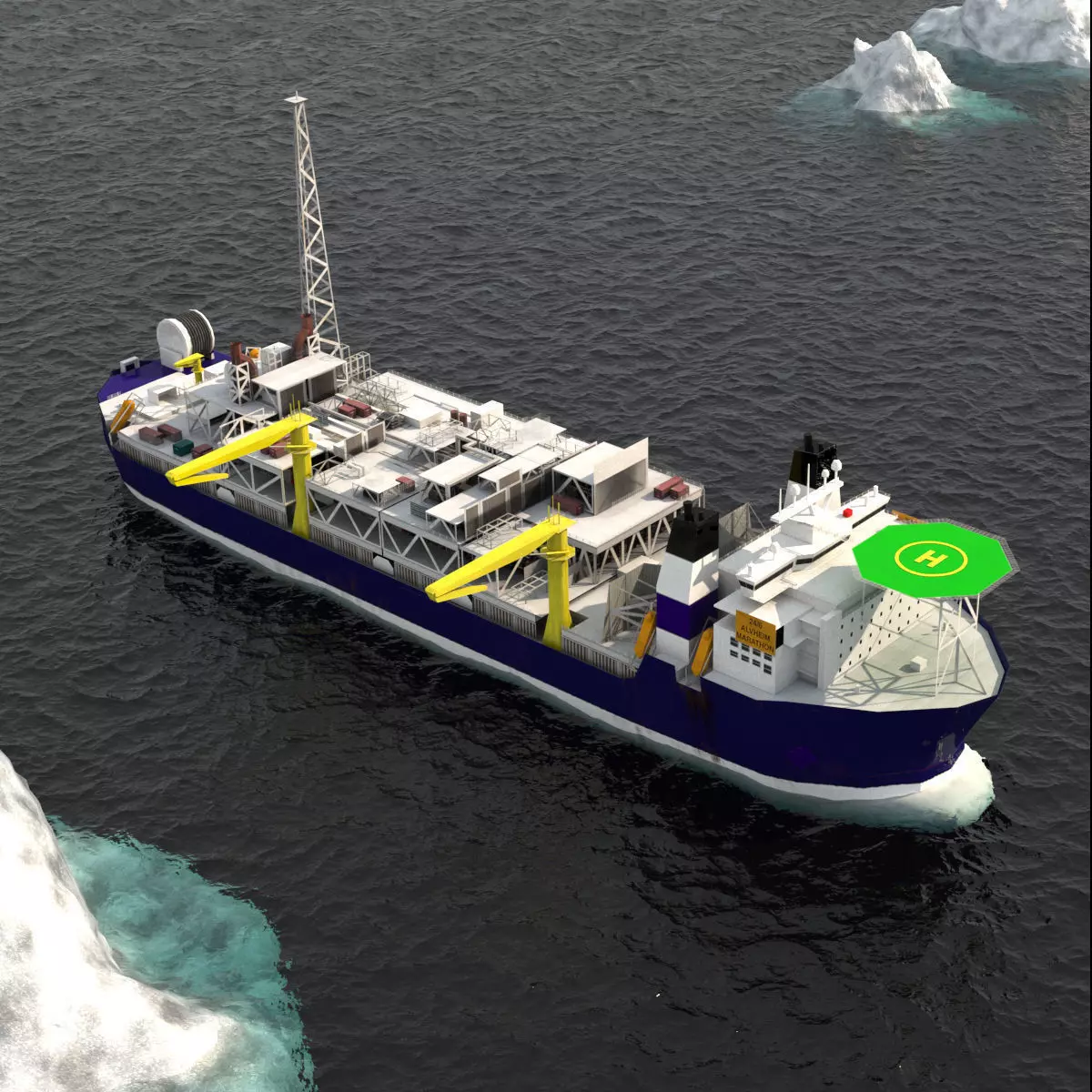 FPSO Alvheim Offshore Oil Rig Low-poly 3D model_0