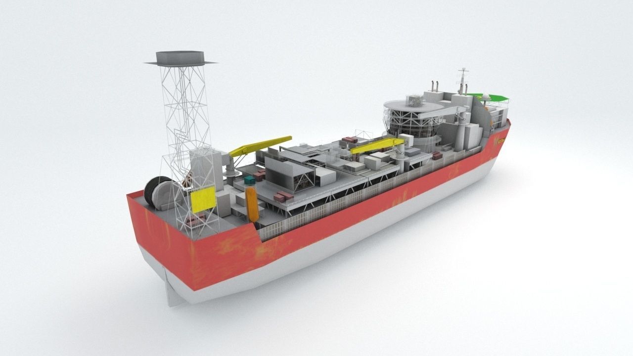 FPSO Balder Offshore Oil Rig Low-poly 3D model_4