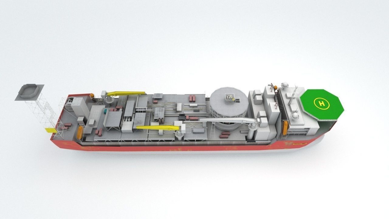 FPSO Balder Offshore Oil Rig Low-poly 3D model_6
