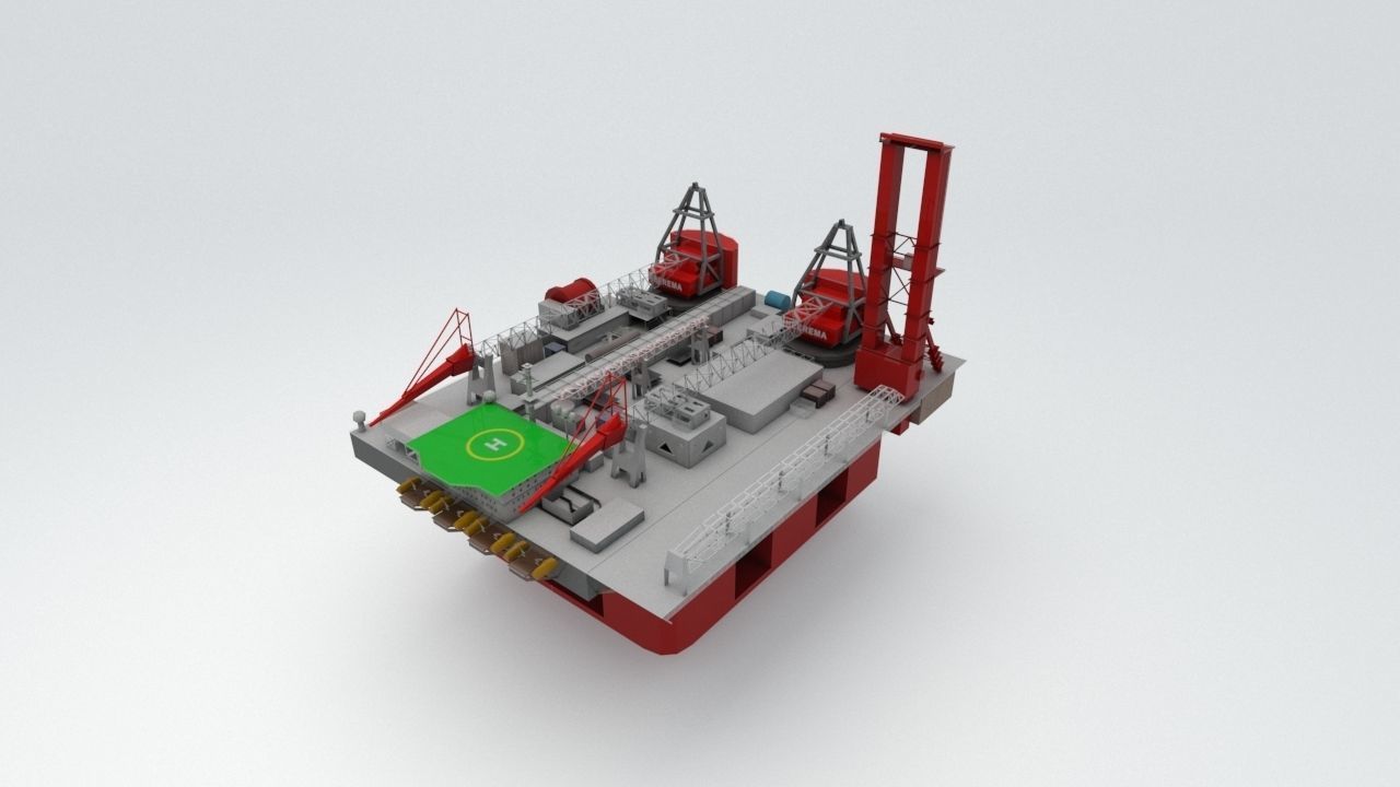 Balder Offshore Oil drilling  Rig Low-poly 3D model_7