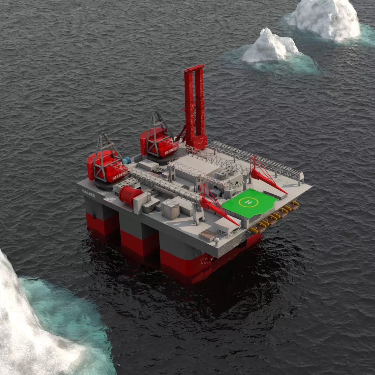 Balder Offshore Oil drilling  Rig Low-poly 3D model_0