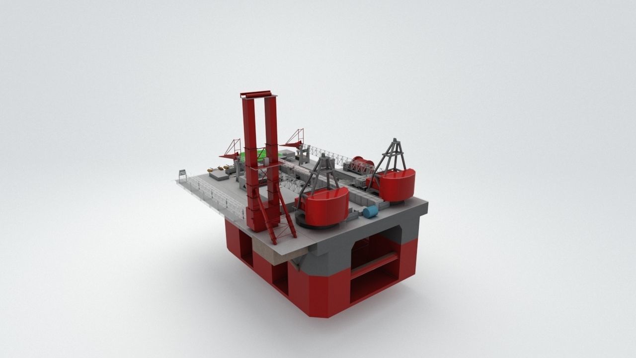 Balder Offshore Oil drilling  Rig Low-poly 3D model_2