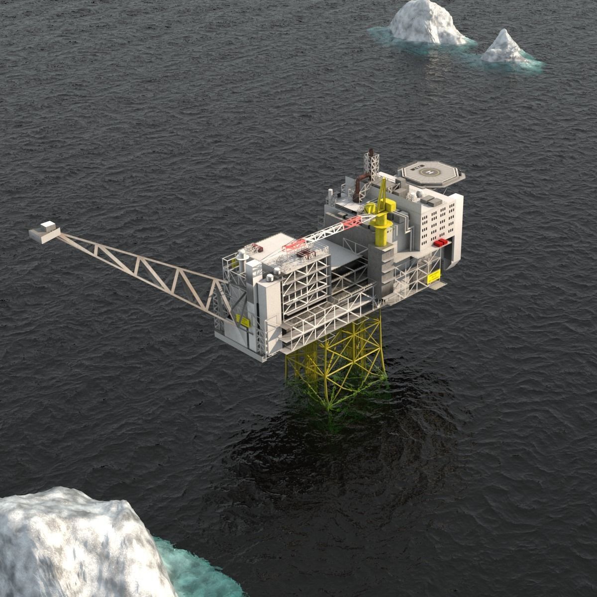 Ivar Aasen Offshore Oil platform Low-poly  3D model