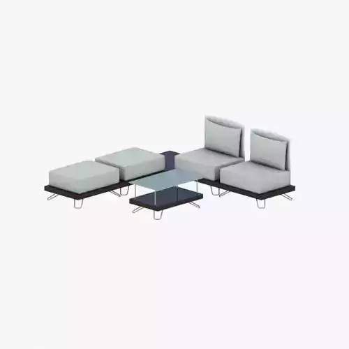 1078 - Sofa Chair and Table Set Low-poly 3D model
