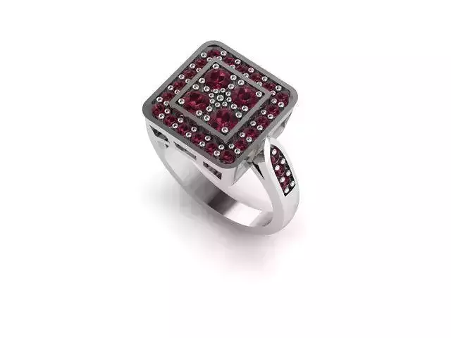 RING04 square ruby and diamond ring