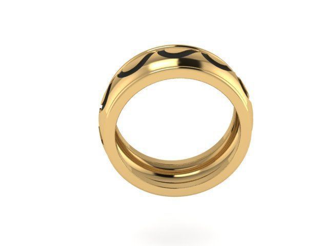 RING05 two gold and silver rings with wave design 3D print model_2