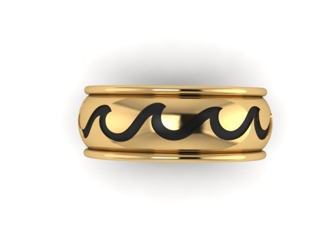 RING05 two gold and silver rings with wave design 3D print model_1