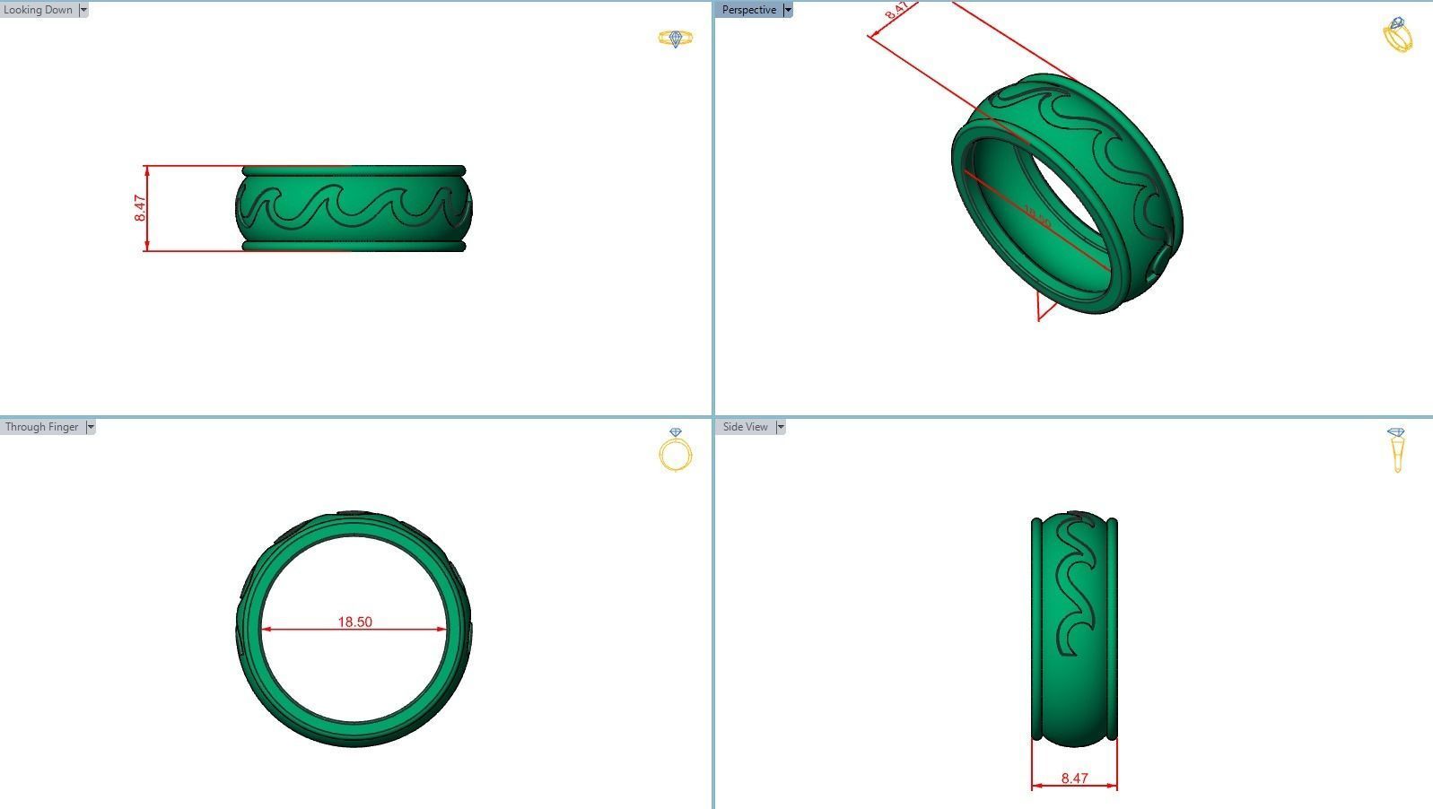 RING05 two gold and silver rings with wave design 3D print model_3