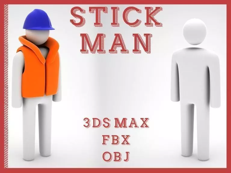 Stickman man Low-poly 3D model_0