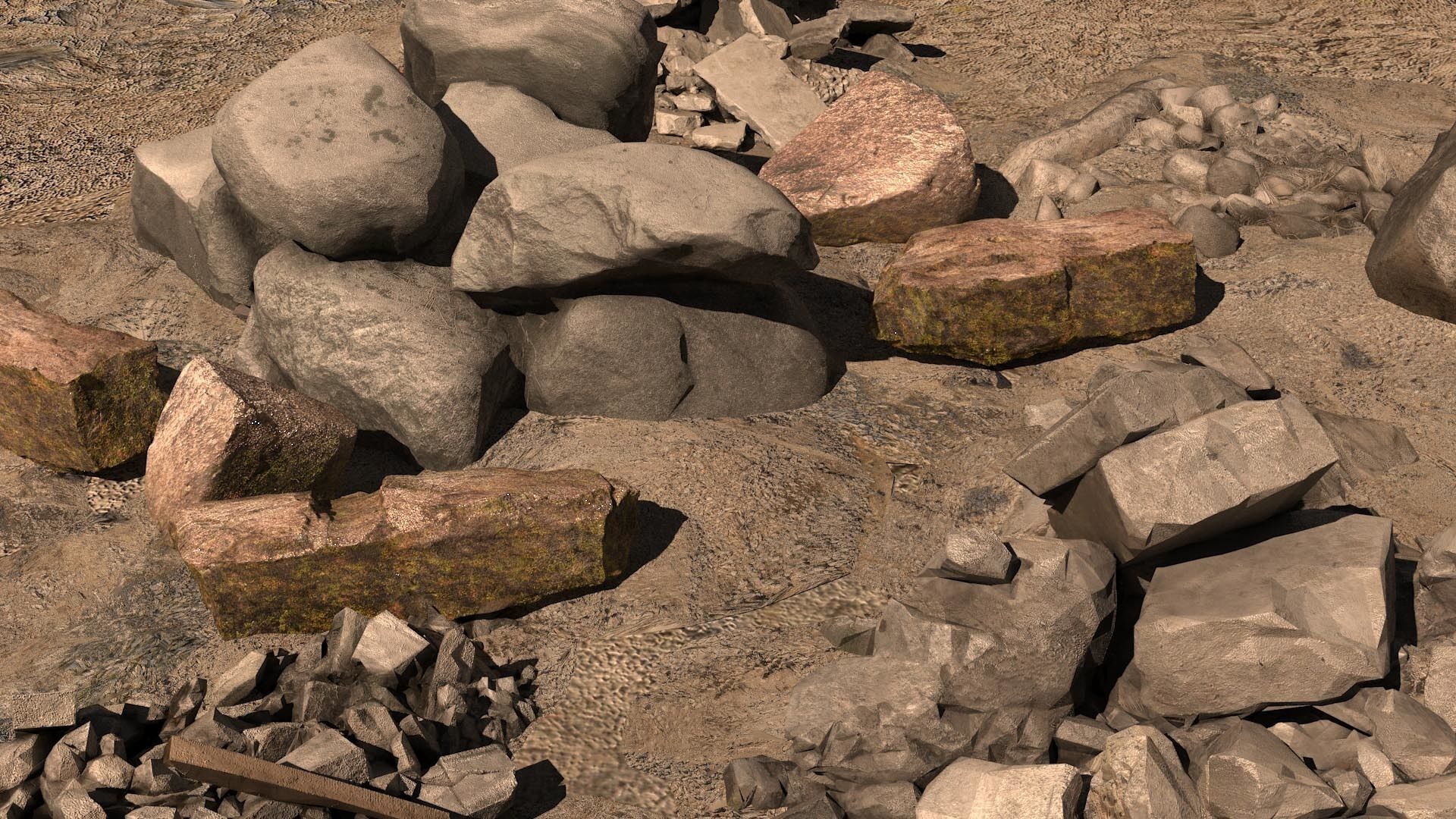 piles of rocks 3D model_2
