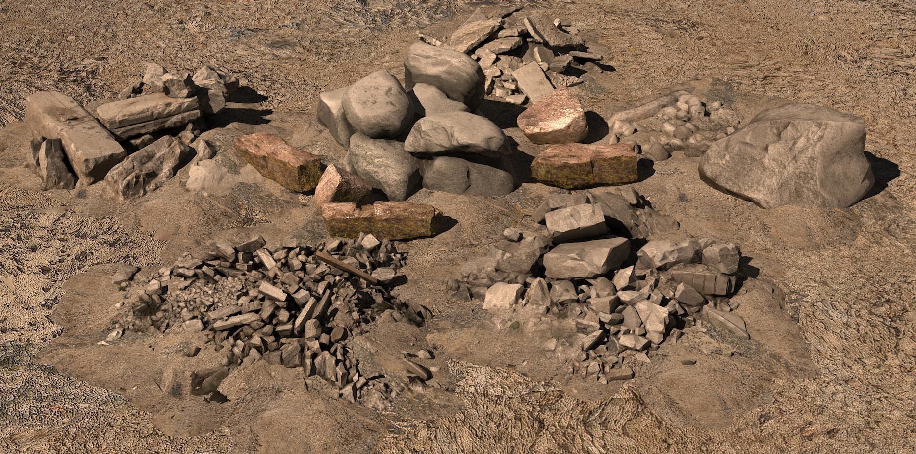 piles of rocks 3D model_3